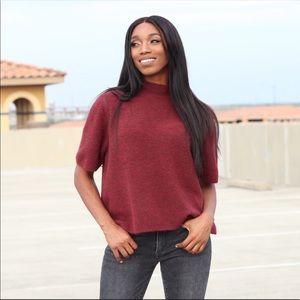 LOFT Italian Yarn Crop Mock Turtleneck Sweater
